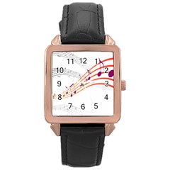 Musical Net Purpel Orange Note Rose Gold Leather Watch 