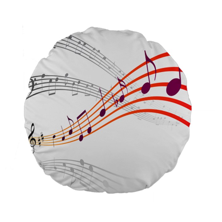 Musical Net Purpel Orange Note Standard 15  Premium Flano Round Cushions