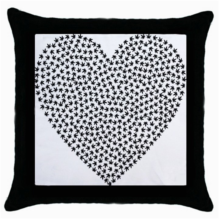 Marijuana Heart Cannabis Black Love Throw Pillow Case (Black)