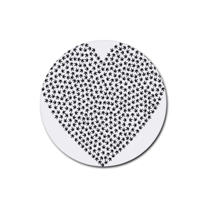 Marijuana Heart Cannabis Black Love Rubber Round Coaster (4 pack) 