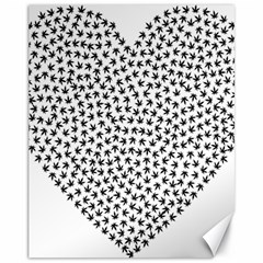 Marijuana Heart Cannabis Black Love Canvas 11  X 14  