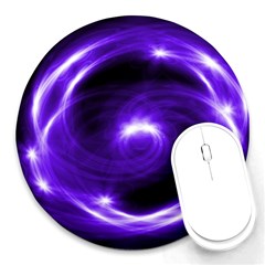 Purple Black Star Neon Light Space Galaxy Round Mousepads