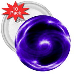 Purple Black Star Neon Light Space Galaxy 3  Buttons (10 Pack) 