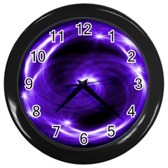 Purple Black Star Neon Light Space Galaxy Wall Clocks (black)