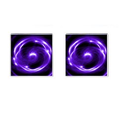 Purple Black Star Neon Light Space Galaxy Cufflinks (square) by Mariart