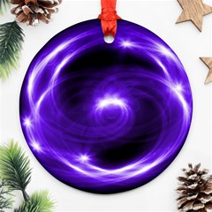 Purple Black Star Neon Light Space Galaxy Round Ornament (two Sides) by Mariart