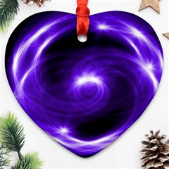 Purple Black Star Neon Light Space Galaxy Heart Ornament (two Sides) by Mariart