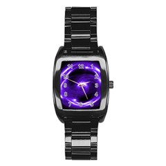 Purple Black Star Neon Light Space Galaxy Stainless Steel Barrel Watch