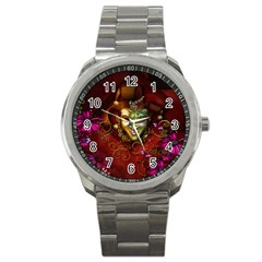 Wonderful Venetian Mask With Floral Elements Sport Metal Watch by FantasyWorld7