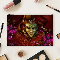 Wonderful Venetian Mask With Floral Elements Cosmetic Bag (large)  by FantasyWorld7