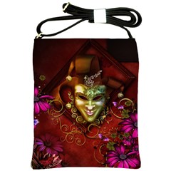 Wonderful Venetian Mask With Floral Elements Shoulder Sling Bags by FantasyWorld7