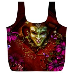 Wonderful Venetian Mask With Floral Elements Full Print Recycle Bags (l)  by FantasyWorld7