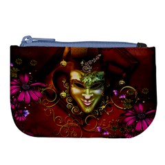 Wonderful Venetian Mask With Floral Elements Large Coin Purse by FantasyWorld7