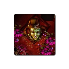 Wonderful Venetian Mask With Floral Elements Square Magnet by FantasyWorld7