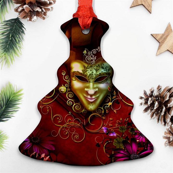 Wonderful Venetian Mask With Floral Elements Christmas Tree Ornament (Two Sides)