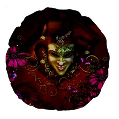 Wonderful Venetian Mask With Floral Elements Large 18  Premium Round Cushions by FantasyWorld7