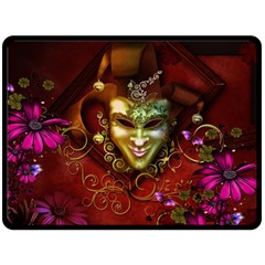 Wonderful Venetian Mask With Floral Elements Double Sided Fleece Blanket (large)  by FantasyWorld7