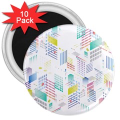 Layer Capital City Building 3  Magnets (10 Pack)  by Mariart