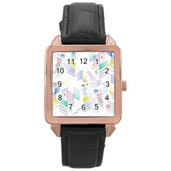 Layer Capital City Building Rose Gold Leather Watch 