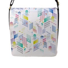 Layer Capital City Building Flap Messenger Bag (l)  by Mariart