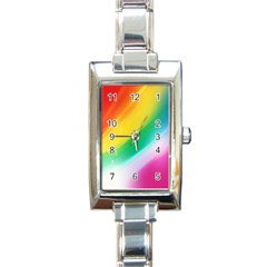 Red Yellow White Pink Green Blue Rainbow Color Mix Rectangle Italian Charm Watch