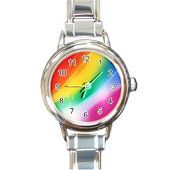 Red Yellow White Pink Green Blue Rainbow Color Mix Round Italian Charm Watch