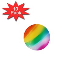 Red Yellow White Pink Green Blue Rainbow Color Mix 1  Mini Buttons (10 Pack) 