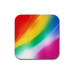 Red Yellow White Pink Green Blue Rainbow Color Mix Rubber Coaster (square) 