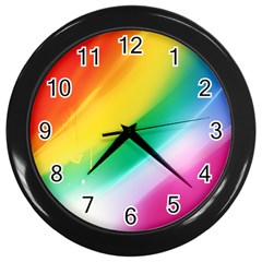 Red Yellow White Pink Green Blue Rainbow Color Mix Wall Clocks (black) by Mariart