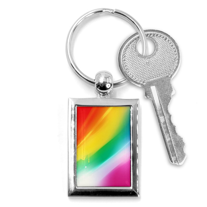 Red Yellow White Pink Green Blue Rainbow Color Mix Key Chains (Rectangle) 