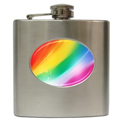 Red Yellow White Pink Green Blue Rainbow Color Mix Hip Flask (6 Oz)