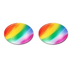 Red Yellow White Pink Green Blue Rainbow Color Mix Cufflinks (oval) by Mariart