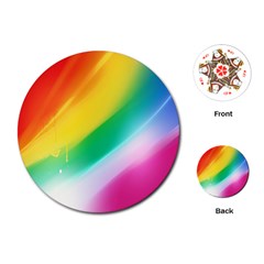 Red Yellow White Pink Green Blue Rainbow Color Mix Playing Cards (round) 