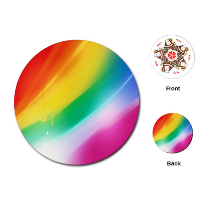 Red Yellow White Pink Green Blue Rainbow Color Mix Playing Cards (Round) 