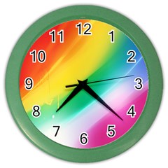 Red Yellow White Pink Green Blue Rainbow Color Mix Color Wall Clocks by Mariart