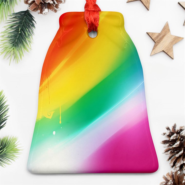 Red Yellow White Pink Green Blue Rainbow Color Mix Bell Ornament (Two Sides)