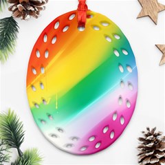 Red Yellow White Pink Green Blue Rainbow Color Mix Oval Filigree Ornament (two Sides)