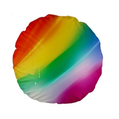 Red Yellow White Pink Green Blue Rainbow Color Mix Standard 15  Premium Round Cushions