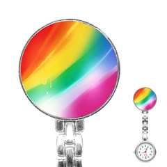 Red Yellow White Pink Green Blue Rainbow Color Mix Stainless Steel Nurses Watch