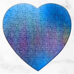 Rain Star Planet Galaxy Blue Sky Purple Blue Jigsaw Puzzle (heart) by Mariart