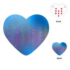 Rain Star Planet Galaxy Blue Sky Purple Blue Playing Cards (heart)  by Mariart