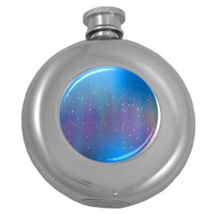 Rain Star Planet Galaxy Blue Sky Purple Blue Round Hip Flask (5 Oz) by Mariart