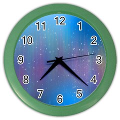 Rain Star Planet Galaxy Blue Sky Purple Blue Color Wall Clocks by Mariart