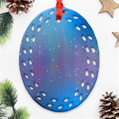 Rain Star Planet Galaxy Blue Sky Purple Blue Oval Filigree Ornament (two Sides)