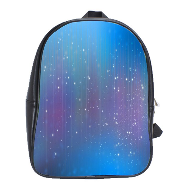 Rain Star Planet Galaxy Blue Sky Purple Blue School Bag (XL)