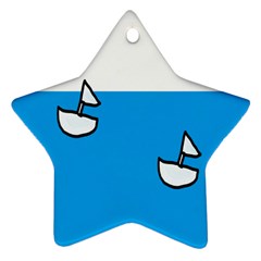 Ship Sea Beack Sun Blue Sky White Water Ornament (star) by Mariart