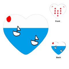 Ship Sea Beack Sun Blue Sky White Water Playing Cards (heart) 