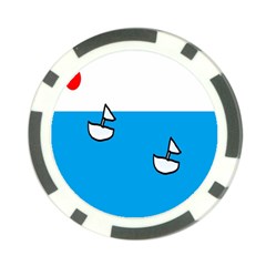 Ship Sea Beack Sun Blue Sky White Water Poker Chip Card Guard