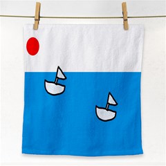 Ship Sea Beack Sun Blue Sky White Water Face Towel