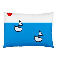 Ship Sea Beack Sun Blue Sky White Water Pillow Case by Mariart